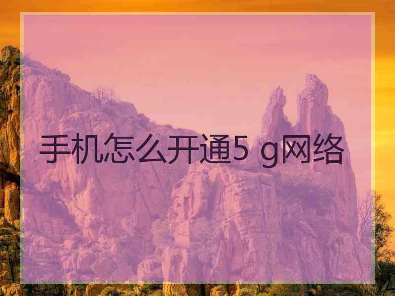 手机怎么开通5 g网络