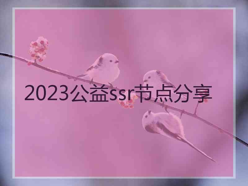 2023公益ssr节点分享