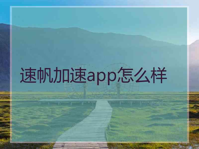 速帆加速app怎么样