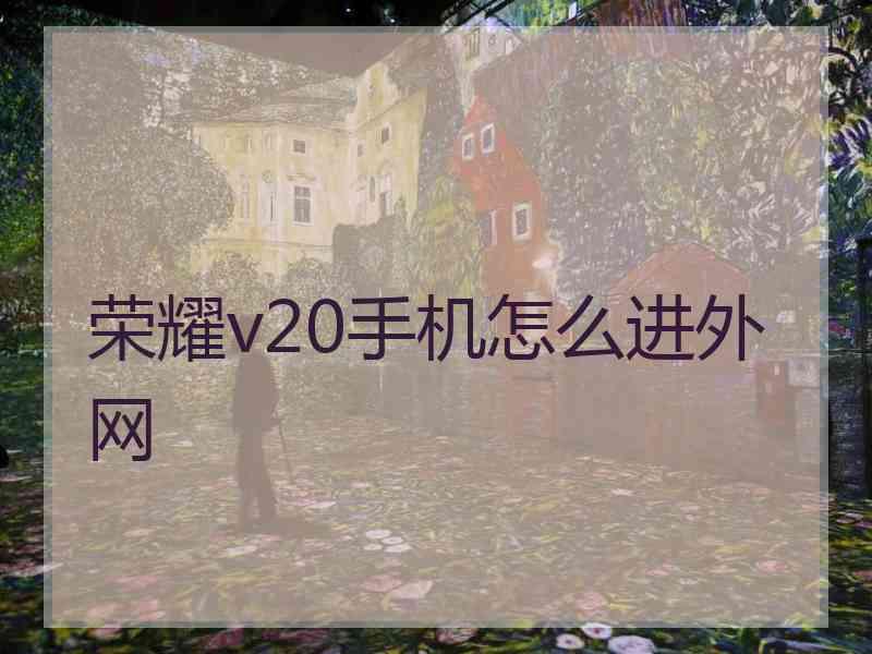 荣耀v20手机怎么进外网